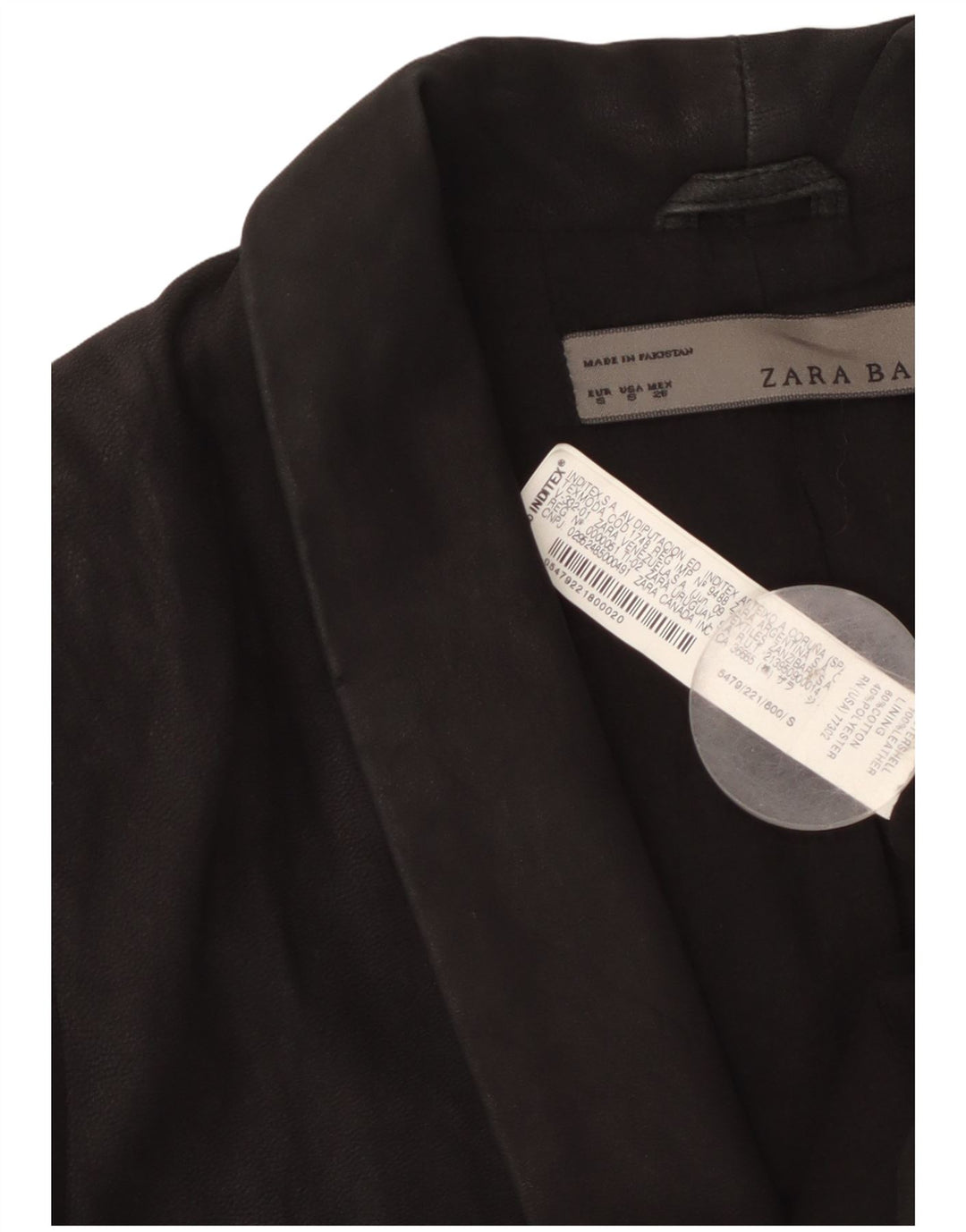 Zara Dame 1 Knap Ruskind Blazer Jacket UK 10 Lille sort læder