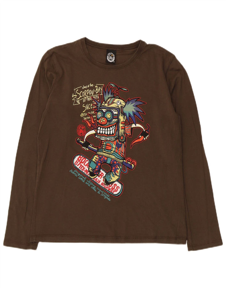 Scorpion Bay Boys grafisk top langærmet 13-14 år 2XL brun bomuld
