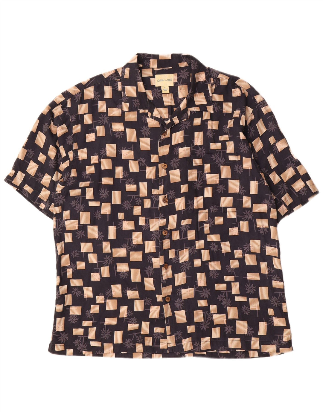 Joseph & Feiss Kortærmet Herreskjorte Stor Sort Geometrisk Silke