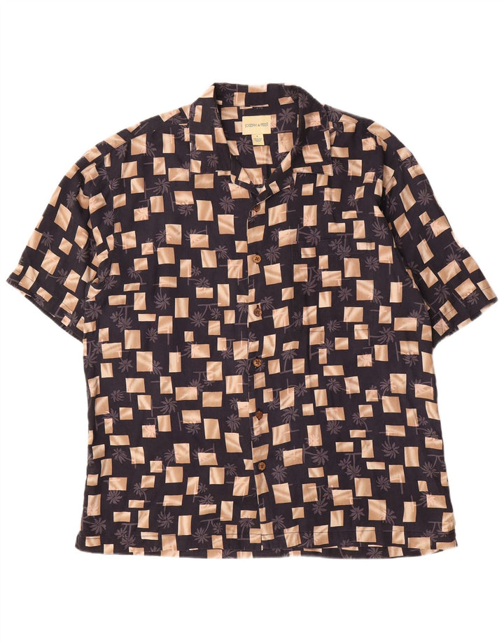 Joseph & Feiss Kortærmet Herreskjorte Stor Sort Geometrisk Silke