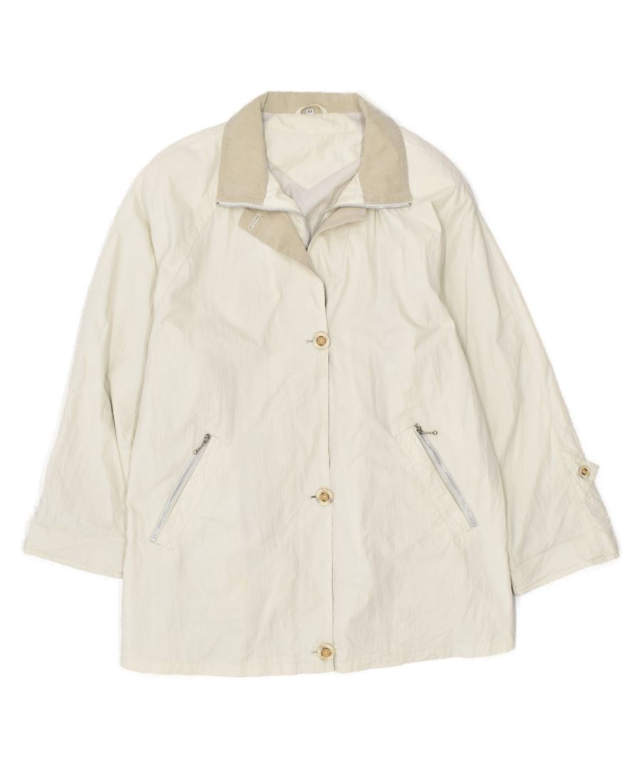 VINTAGE Womens Overcoat EU 40 Medium Beige Cotton | Vintage | Thrift | Second-Hand | Used Clothing | Messina Hembry 