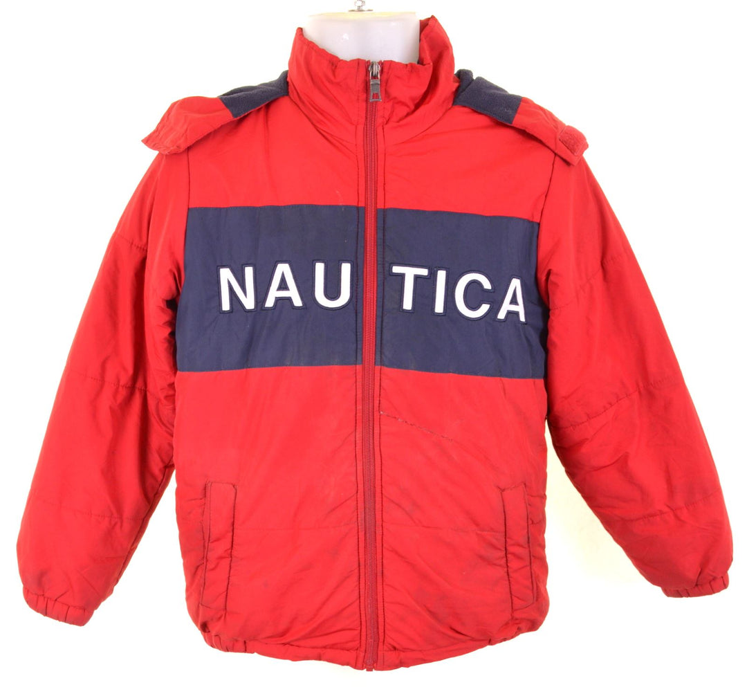 NAUTICA Boys Padded Jacket 10-11 Years Medium Red Polyester - Second Hand & Vintage Designer Clothing - Messina Hembry