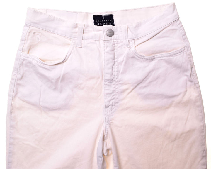 TRUSSARDI Womens Trousers W28 L31 White Cotton | Vintage | Thrift | Second-Hand | Used Clothing | Messina Hembry 