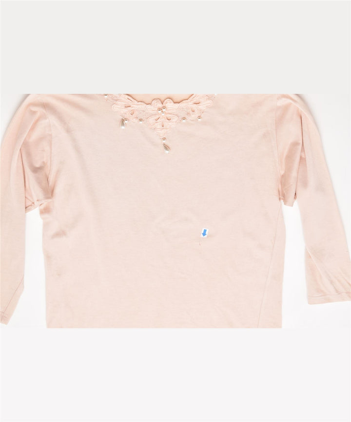 VINTAGE Womens Top Long Sleeve UK 14 Large Pink | Vintage | Thrift | Second-Hand | Used Clothing | Messina Hembry 