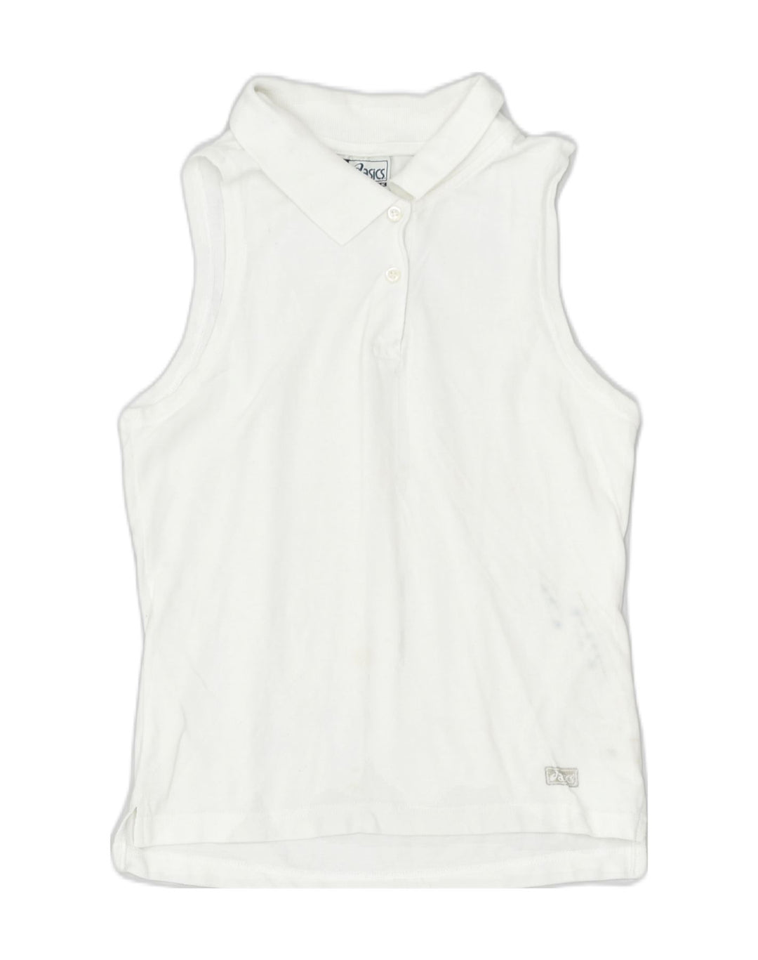 ASICS Womens Sleeveless Polo Shirt UK 10 Small White Cotton | Vintage | Thrift | Second-Hand | Used Clothing | Messina Hembry 