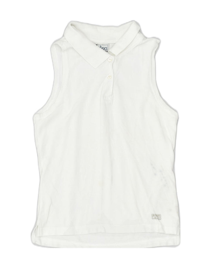 ASICS Womens Sleeveless Polo Shirt UK 10 Small White Cotton | Vintage | Thrift | Second-Hand | Used Clothing | Messina Hembry 