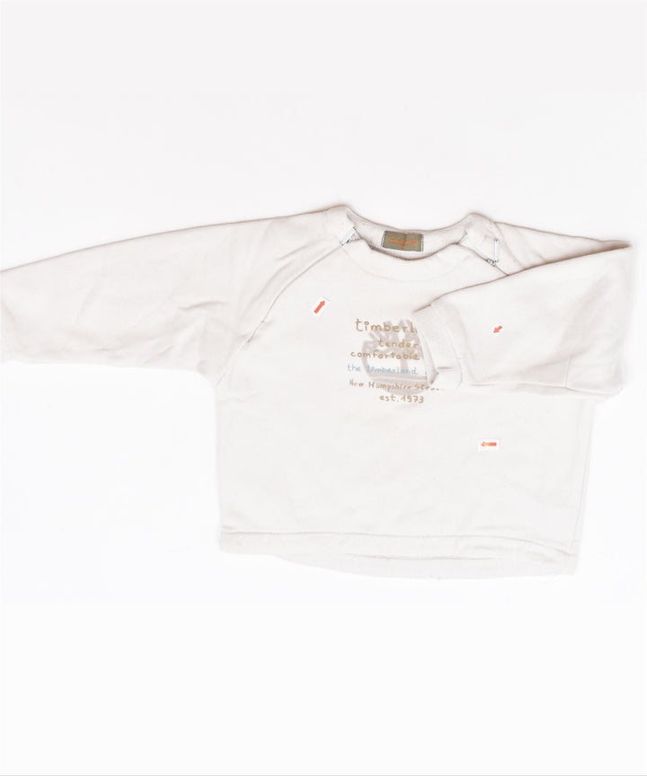 TIMBERLAND Girls Graphic Sweatshirt Jumper 12-18 Months White Cotton | Vintage | Thrift | Second-Hand | Used Clothing | Messina Hembry 