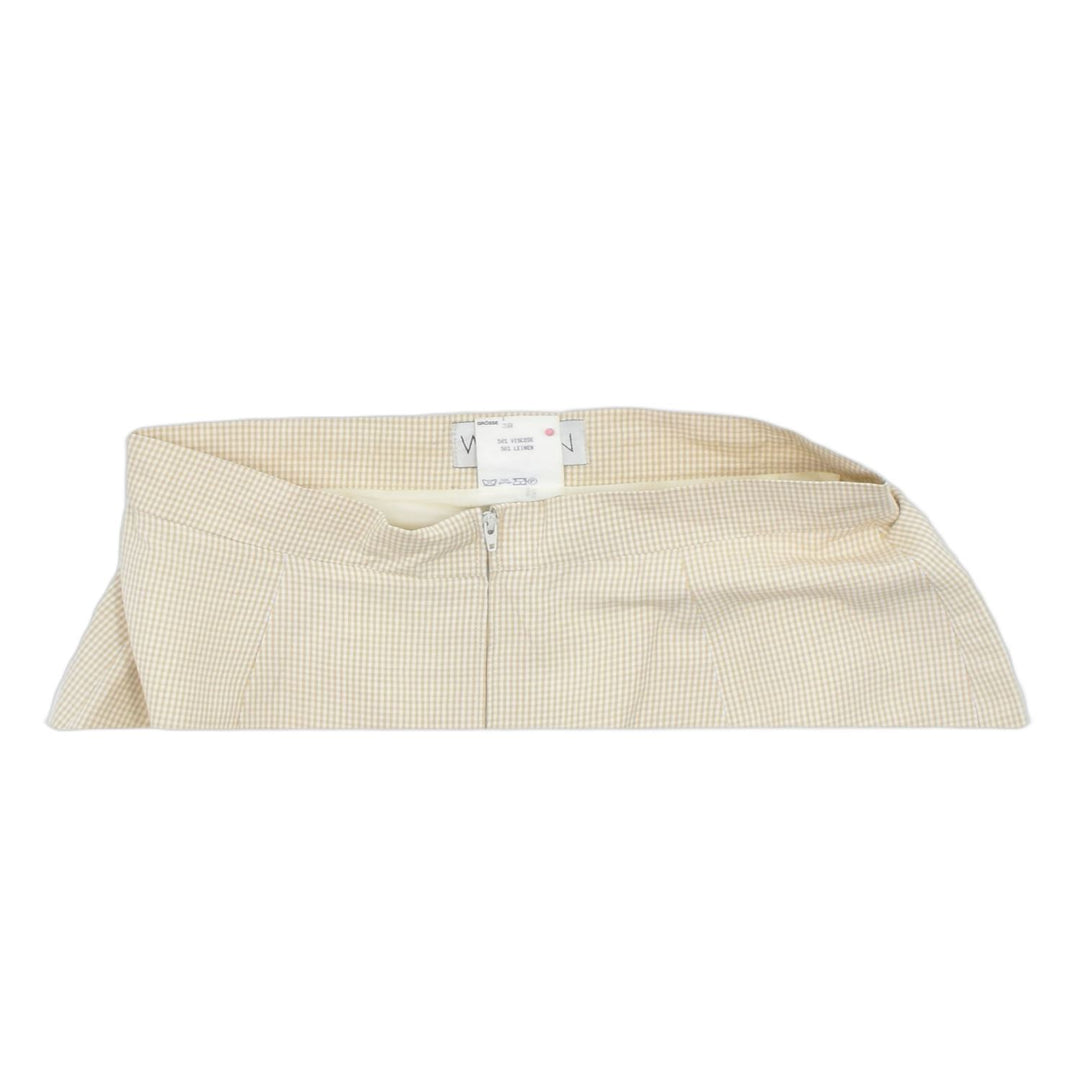 WOMEN Womens Pencil Skirt EU 38 Small W26 Beige Check Viscose | Vintage | Thrift | Second-Hand | Used Clothing | Messina Hembry 