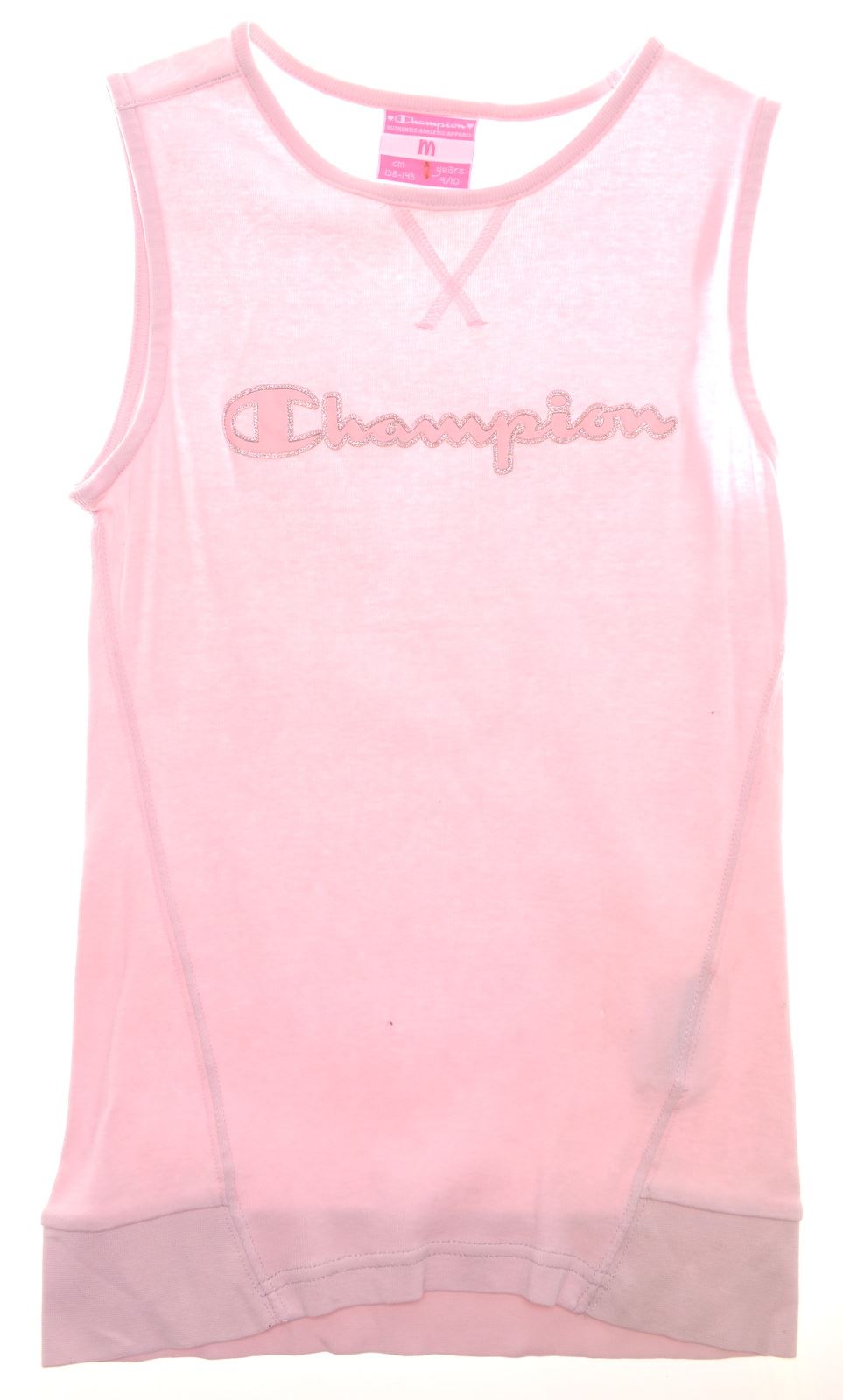 CHAMPION Girls Graphic Vest Top 9-10 Years Pink Cotton | Vintage | Thrift | Second-Hand | Used Clothing | Messina Hembry 