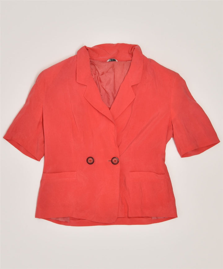WOMEN'S CLUB Womens Double Breasted Blazer Jacket IT 46 Large Pink Acetate | Vintage | Thrift | Second-Hand | Used Clothing | Messina Hembry 