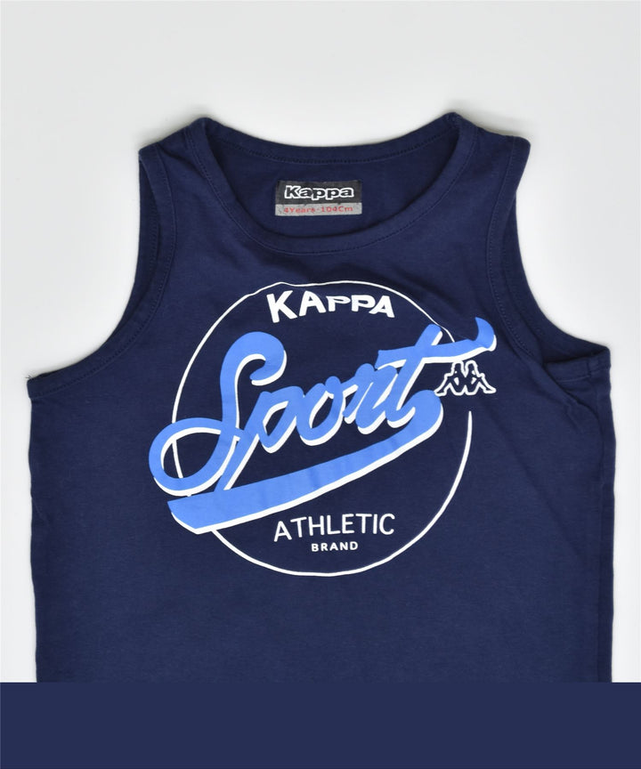 KAPPA Boys Graphic Vest Top 3-4 Years Navy Blue Cotton | Vintage | Thrift | Second-Hand | Used Clothing | Messina Hembry 