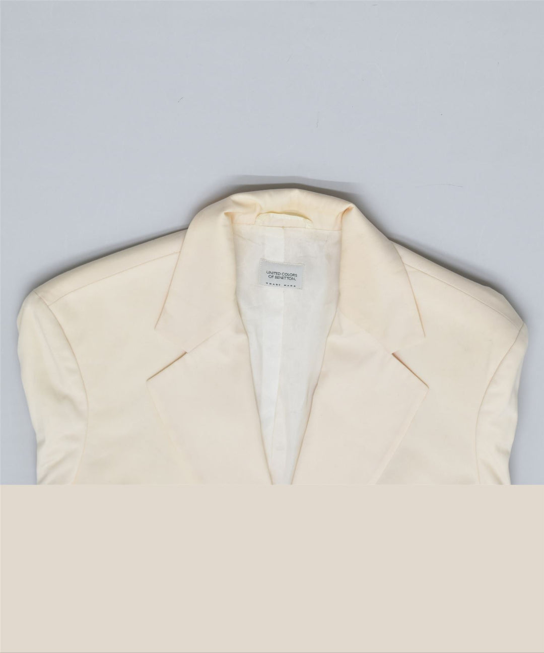 BENETTON Womens 2 Button Blazer Jacket IT 44 Medium Off White Polyester | Vintage | Thrift | Second-Hand | Used Clothing | Messina Hembry 