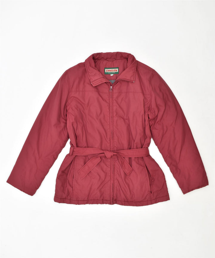 INVICTA Womens Belted Windbreaker Jacket UK 14 Medium Burgundy Polyamide | Vintage | Thrift | Second-Hand | Used Clothing | Messina Hembry 